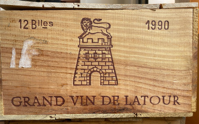 arrivage caisse bois d origine chateau latour 1990