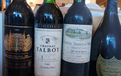 arrivage de vieux millesimes de bordeaux et dom perignon 1986 et 1990